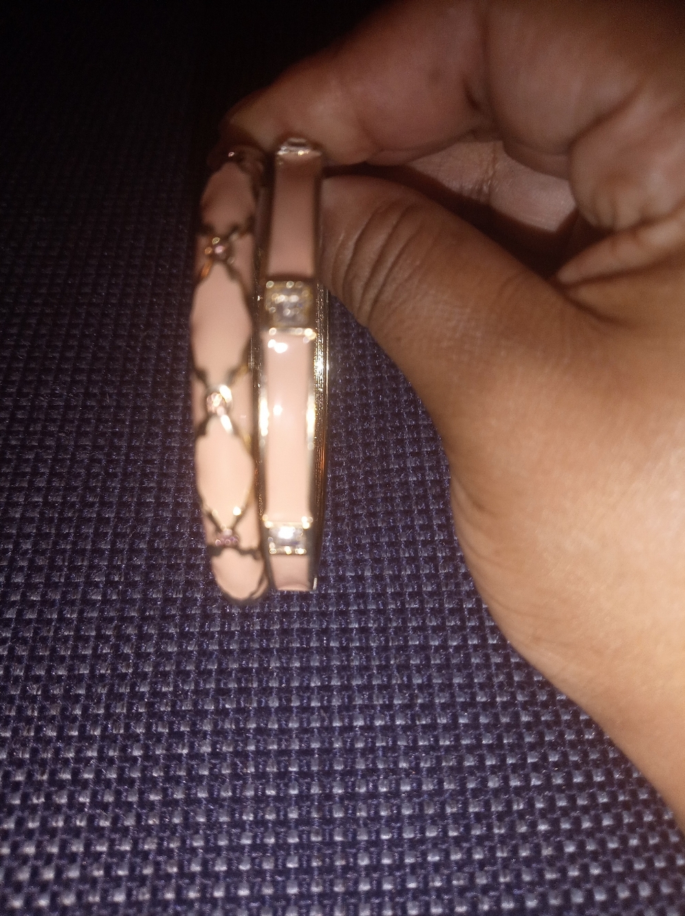 Pink Enamel and Gold Tone Women's Bangle Set